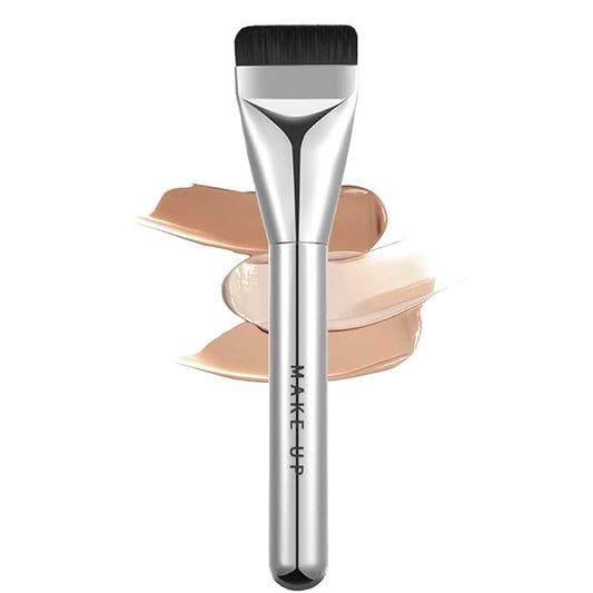 Flat Foundation Brush, Korean Makeup Brush Ultra Thin Spatula Brush Face Makeup Brushes for Liquid Foundation, Blending Cream, Sliver