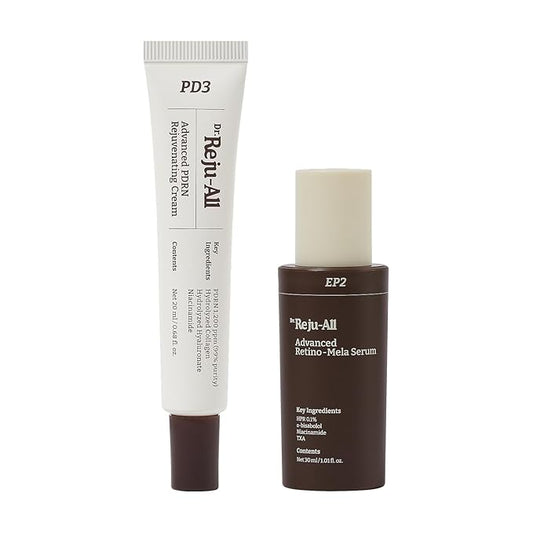 Repair & Tone Duo: Advanced PDRN Rejuvenating Cream + Advanced Retino-Mela Serum - Face Moisturizer & Retinol Serum for Firming & Smooth Skin, Korean Pharmacy Anti-Aging Skin Care