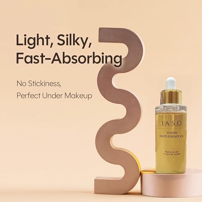 IASO Youth Multi Essence Oil | Korean Face & Body Oil with Retinol, Jojoba, Rosehip & Squalane | Lightweight Hydration & Radiance Boost for All Skin Types, 1 oz