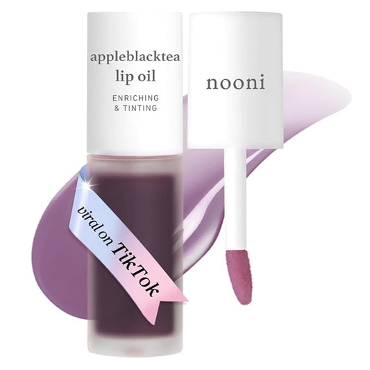 NOONI Korean Lip Oil - Appleblacktea | Long-Lasting, Moisturizing, Plumping, Revitalizing for Dry Lips, Waterproof, No Peel Off, Hydrating, Stocking Stuffers, Teen Girl Gifts, 0.12 FL Oz