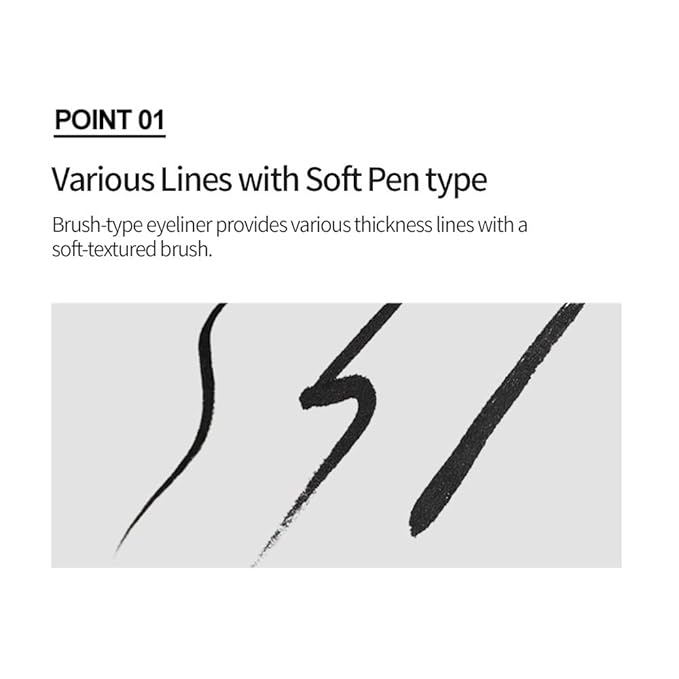 ETUDE Drawing Show Brush Korean liquid eyeliner, Soft Pen Type, Clear-Cut Soft Brush, Precise Tip, Long-Lasting, Waterproof, Easy Clean, Korean Makeup, Beauty, Brown (0.021 Ounce)