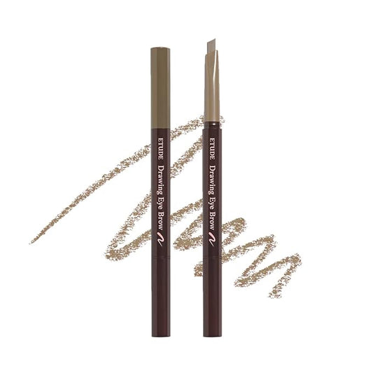 ETUDE Drawing Eye Brow, Eyebrow Pencil, Microblading, Long Lasting, Soft Textured Natural Daily Look, Korean Makeup, Beauty, Light Brown (0.008 Ounce)