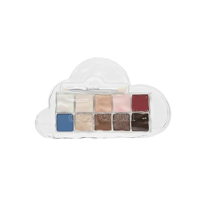 dearcloud Miffy Sky/Shadow - Eye Shadow Palette Makeup with 10 Ultra-Fine Pigments & Dual-Ended Eyeshadow Brush – Korean Beauty Eye Makeup (Artist Bun)