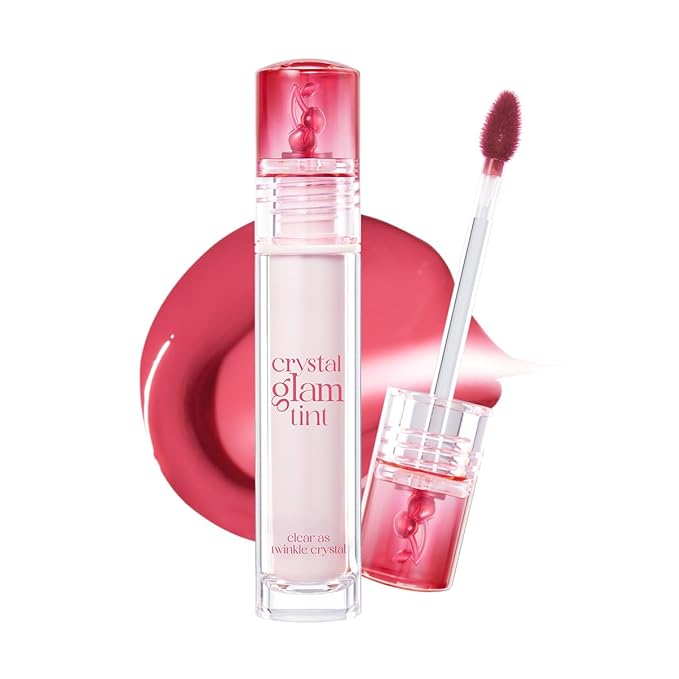 CLIO CRYSTAL GLAM TINT (CHERRY SERIES 027 HONEY CHERRY), Glossy Finish, Lightweight, Buildable, Glass-Like, Smoothing, Long-Lasting, Vivid, Transparent, Shiny, Moisturizing Lip Stain, Korean Lip Tint