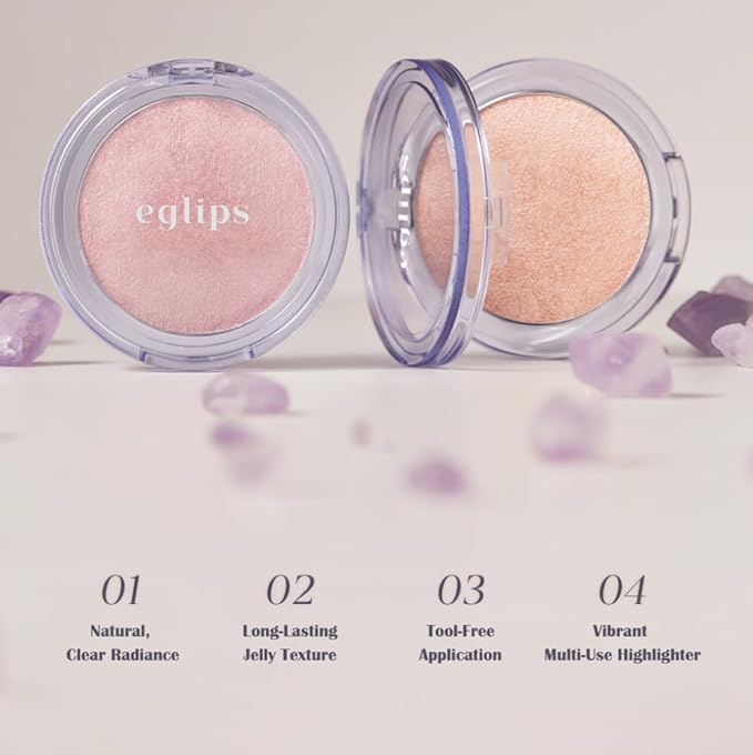 EGLIPS Everglow Highlighter - Radiant Glow Soft Jelly Texture Shimmer Powder Lightweight Longlasting Buildable & Blendable Smooth Silky Finish Daily Korean Face Makeup (02 EVER BEIGE, 0.17 oz)