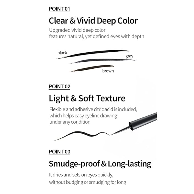 ETUDE OH M'EYE LINE liquid eyeliner - Brown, Intense Precision Liquid Eyeliner, Vivid, Deep Color, Smudge Proof, Long Lasting, Korean Makeup, Kbeauty, Perfect for Gift