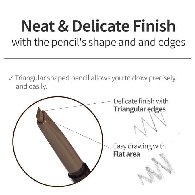 ETUDE Drawing Eye Brow, Eyebrow Pencil, Microblading, Long Lasting, Soft Textured Natural Daily Look, Korean Makeup, Beauty, Ash Brown (0.008 Ounce)