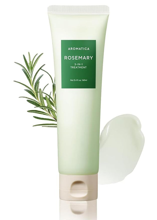 AROMATICA Rosemary 3-in-1 Hair Treatment – Nourishing & Moisturizing Hair Mask with Rosemary & Betaine, Cream Adds Shine & Softness, Deep Conditioner for Dry & Damaged Hair, Korean Hair Care 5.4 fl.oz