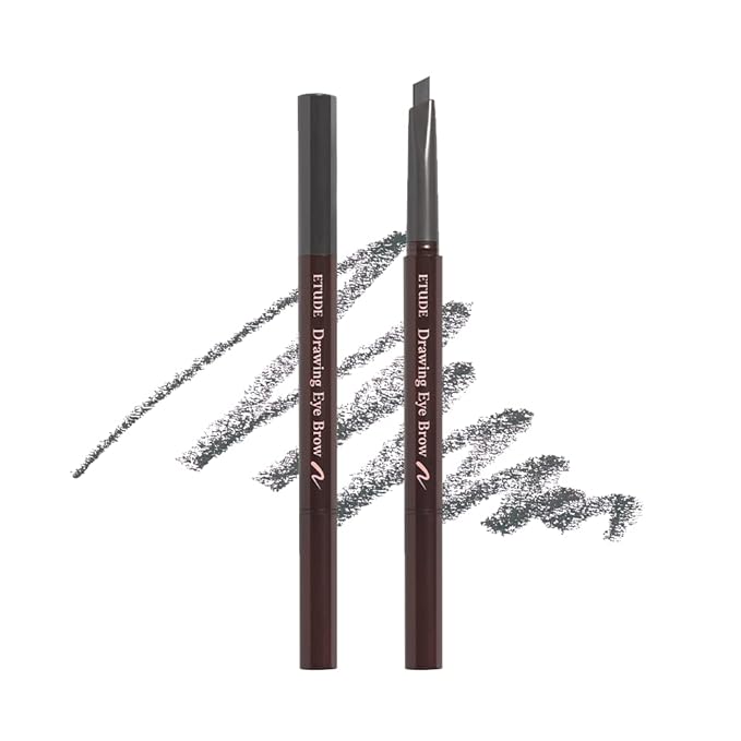 ETUDE Drawing Eye Brow, Eyebrow Pencil, Microblading, Long Lasting, Soft Textured Natural Daily Look, Korean Makeup, Beauty, Dark Gray (0.008 Ounce)