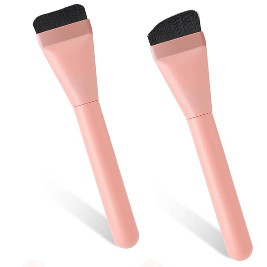 2Pcs Flat Foundation Brush,Flat Makeup Brush,Face Spatula Cosmetics Brushes Premium Faces Korean Foundation Brushes Makeup Tool for Liquid Cream Foundations Face Masks and Skincare Application(Pink)