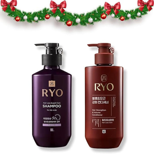 RYO Hair Strength Expert Care Shampoo for Oily Scalp with Strengthen & Volume Conditioner | Korean Ginseng Haircare Set for Fine or Oily Hair | Strengthening & Volumizing | Holiday Gift