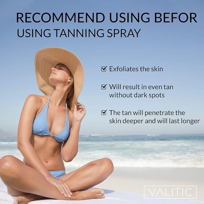 Valitic Exfoliating Glove Body Scrubber - Exfoliating Mitt Dead Skin Remover, Shower Face and Body Exfoliator - Korean Style Skin Scrubber Washcloth - Spray and Self Tan Remover, 1 Black