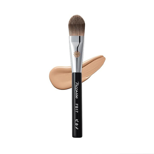 Piccasso FB17 Foundation Brush – Soft Makeup Brush for Liquid & Cream Foundation, Curved Bristles for Smooth and Flawless Face Makeup, Professional Tool for Base Layering, Korean Beauty Essential