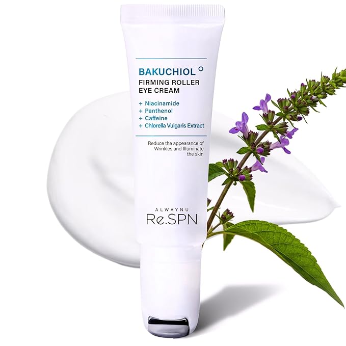 Re.SPN Bakuchiol Firming Eye Cream with Cooling Metal Roller – Clinically Proven Moisturizing Eye Cream for Puffiness, Wrinkles & Dark Circles | Vegan, Fragrance-Free, Korean Skincare (0.67 fl oz)