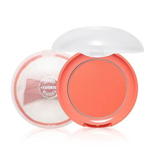 ETUDE Lovely Cookie Blusher - Red Grapefruit Pudding 4g | Glowing & Natural Powder Blush with Long-Lasting Sebum Control | Easy Application | Korean Makeup, Kbeauty, Perfect for Gift