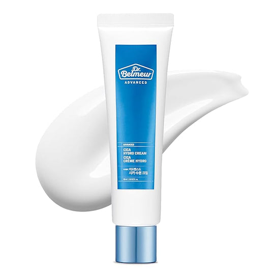 DR. BELMEUR Advanced Cica Hydro Cream (2fl oz) - Soothing, Barrier-Strengthening Face Moisturizer for Sensitive Skin. Korean Skin Care. Centella Asiatica, Hyaluronic Acid.