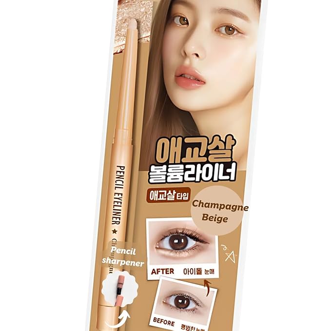 [thebom] AegyoSal Eyeliner Under-Eye Enhancing Pencil Highlighter Eye Makeup (Champagne Beige) Glitter