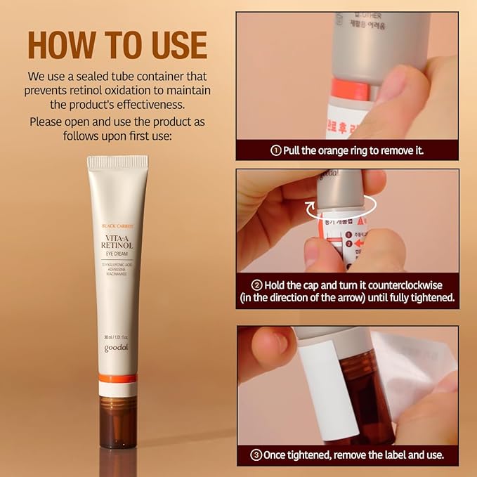 GOODAL Black Carrot Vita-A Retinol Eye Cream, Daily Cream for Under Eye, Smoothing Skin Care, K-Beauty, Korean Skincare
