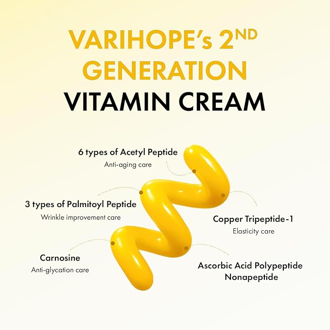 VARIHOPE Vita-Aging Pure C Cream – Vitamin C Face Cream for Deep Hydration, Elasticity & Uneven Tone, Korean Skin Care with Pure Vitamin C for Smooth, Radiant, Healthy-Looking Skin | 1.35 fl oz