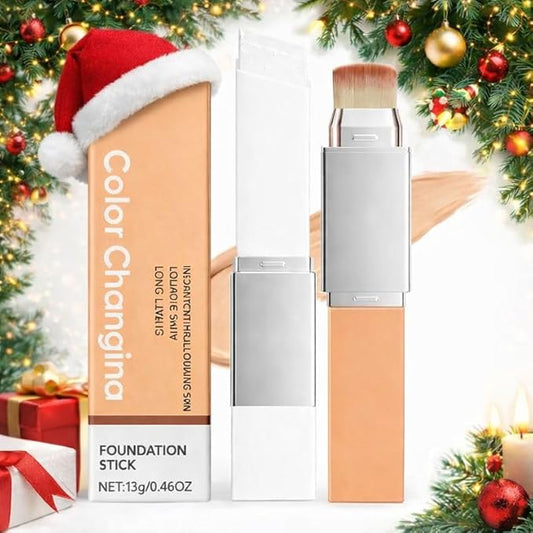 Blanc Cover Cream Stick – Korean Color Changing Foundation with Volufiline & Collagen Dewy Finish Makeup Detachable Brush (Natural)