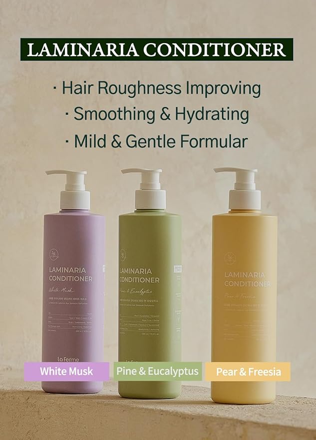 laferme Laminaria Conditioner with Organic ingredient, Damaged Hair Care Korean Conditioner, Hydrating & Smoothing, Anti-Frizz, Sulfate & Paraben Free, for Women & Men, 33.81 Fl Oz, Pear & Freesia