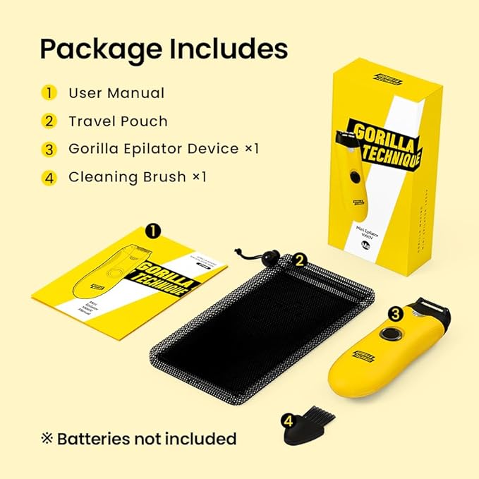 Gorilla Technique Mini Epilator 1000V, Pain Relief Roller, Body Hair Removal Device, Electric Tweezers for Women & Men, Specialized for Narrow and Sensitive Area, Korean Skin Care - 1000V