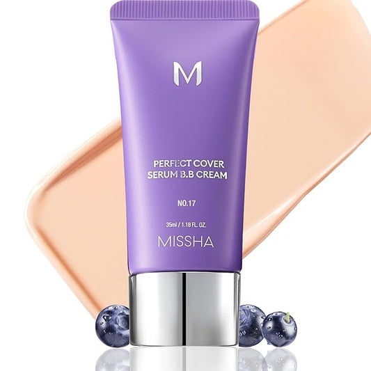 MISSHA M PERFECT COVER SERUM BB CREAM No.17 Fair- Fair with Cool Undertone, BB Cream by Cardi B Pick, Skin Tint, Tinted Moisturizer, Skin Care Foundation Makeup, Korean Makeup,1.18 Fl oz