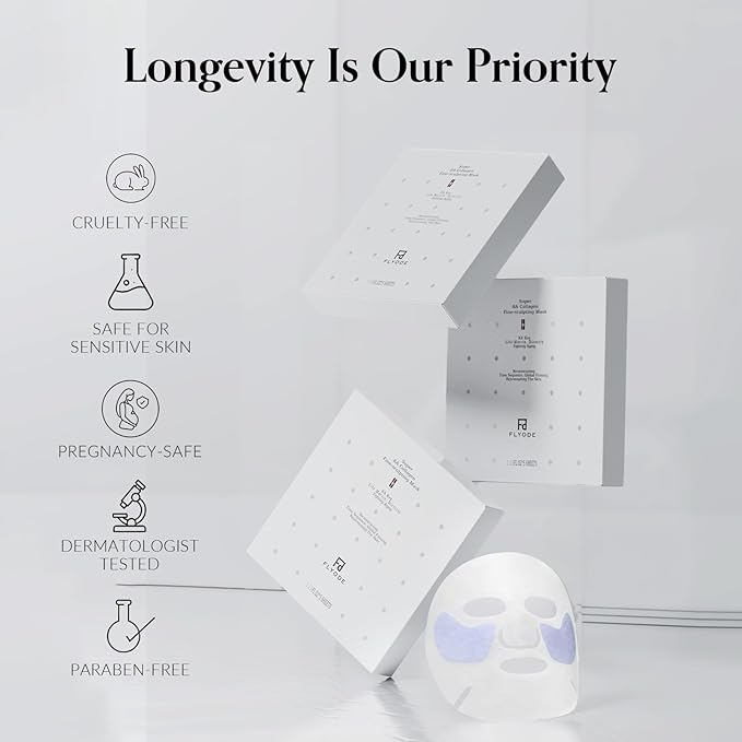 FLYODE Syn-Ake 2-in-1 Eye & Face Masks Skincare, 100nm Collagen Face Mask for Improves Cheek Contour, Anti-Wrinkle and Firming, Infused with Birch Sap, Water-Free Korean Face Mask Sheet, 5sets