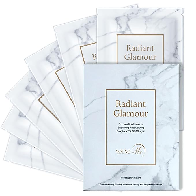 YoungMe Radiant Glamour Korean Sheet Mask – Rejuvenating & Hypoallergenic Facial Mask for All Skin Types | 25g x 6 Sheets