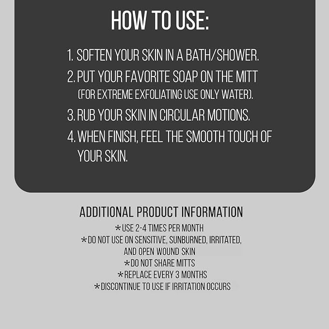 Valitic Exfoliating Glove Body Scrubber - Exfoliating Mitt Dead Skin Remover, Shower Face and Body Exfoliator - Korean Style Skin Scrubber Washcloth - Spray and Self Tan Remover, 1 Black