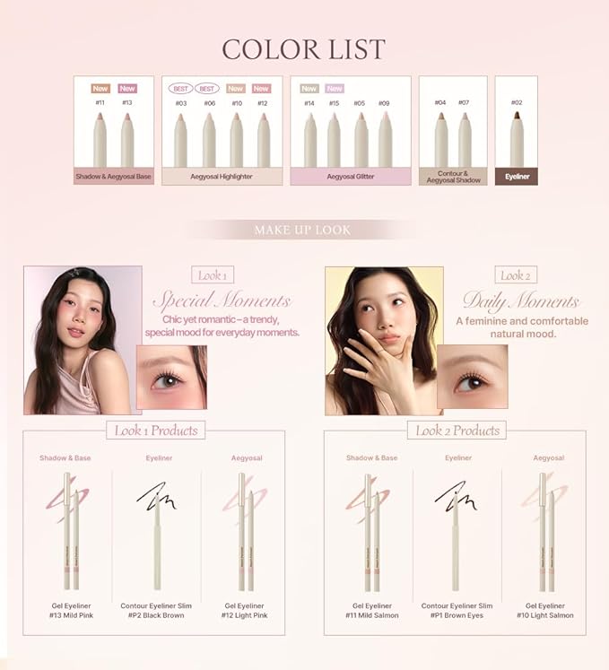 Heart Percent Dote On Mood Gel Eyeliner Pencil – Long-Lasting Waterproof Smudge Proof Smooth Retractable, Aegyo Sal Makeup, Under Eye Highlighter with Built-In Sharpener, #07. Skin Gray