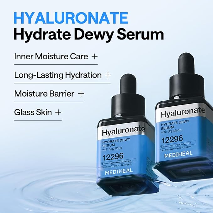 Mediheal Hyaluronate Hydrate Dewy Serum 1.35 fl.oz - Moisture Barrier Firming, Long-Lasting Hydration & Radiant Glow, Mild Korean Skin Care with Hyaluronic Acid