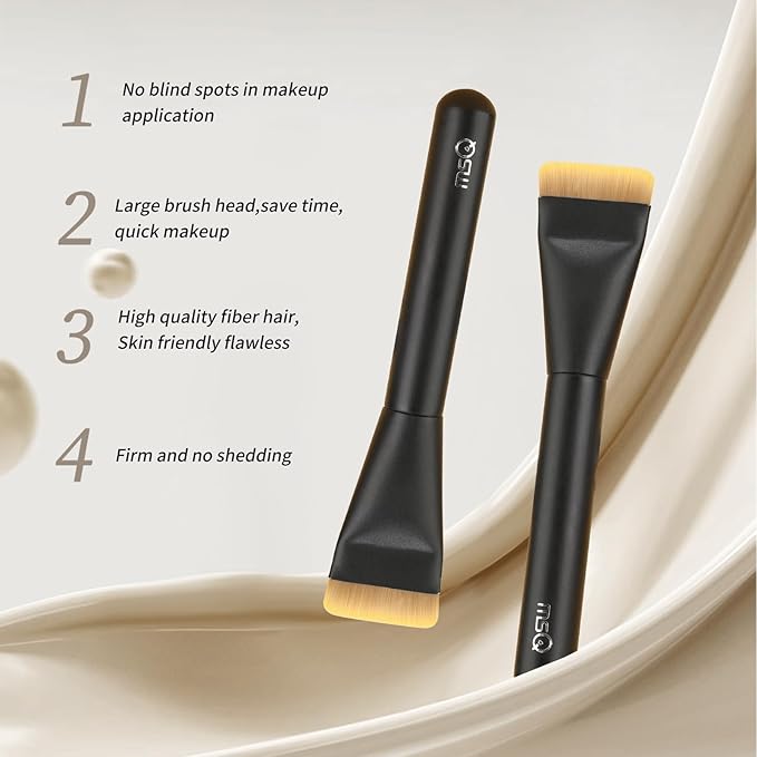 MSQ Flat Foundation Brush,Korean Makeup Brush Ultra Thin Spatula Facial Brush Face Mask Brushes for Liquid Foundation, Blending Cream,Mask,Mud, Clay, Charcoal Mixed Mask, DIY