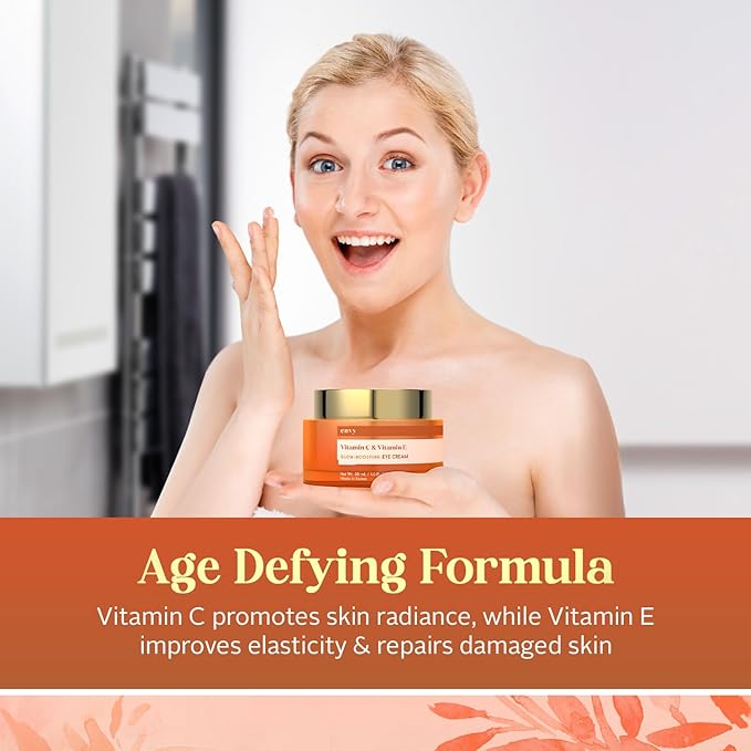 Envy Vitamin C & Vitamin E Under Eye Cream – Visibly Improves Dark Circles & Puffiness – Anti-Aging, Dermatologist Tested, Cruelty-Free Korean Skincare for All Skin Types – 1.01 oz