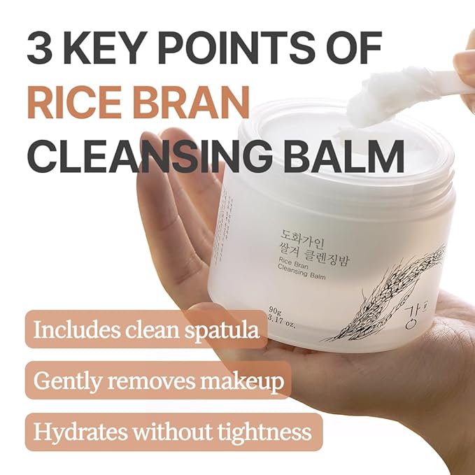 Korean Cleansing Balm with Rice Scent (Milky Sherbet Texture) – Gentle Makeup Remover, Removes Waterproof Makeup and Facial Oil, Includes Hygienic Mini Spatula, Holiday Essential
