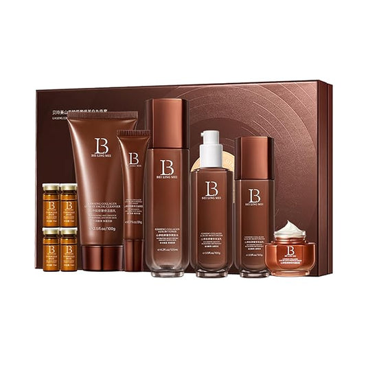 Ginseng Collagen Skincare Set 9-Piece - Korean Skin Care Set,with Face Wash, Toner, Lotion,Essence*4, Eye Cream, Cream,Deep Hydration,Anti-Aging & Skincare Gift Set for Women