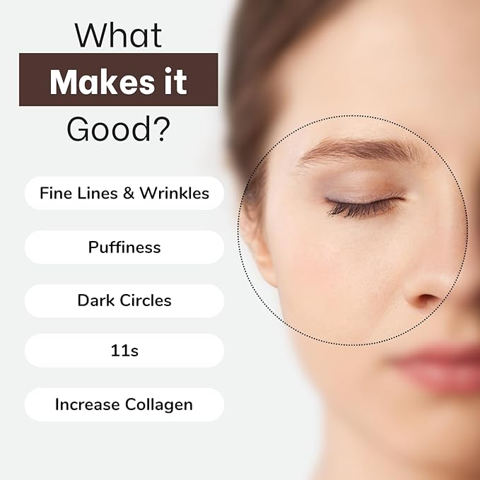 Elensilia 80% Collagen With Gold Peptides Eye Cream - Snail Secretion Filtrate + Matrixyl 3000 + Haloxyl For Wrinkles, Dark Circles, Moisturizer - Korean Skin Care, 0.7 fl.oz