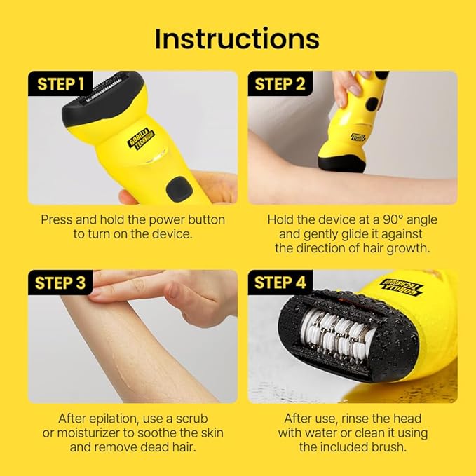 Gorilla Technique Epilator 3000V, Body Hair Removal Device, Pain Relief Roller, Cordless Rechargeable Electric Tweezers for Women & Men, Triple Tweezers, 8000RPM, Korean Skin Care - 3000V