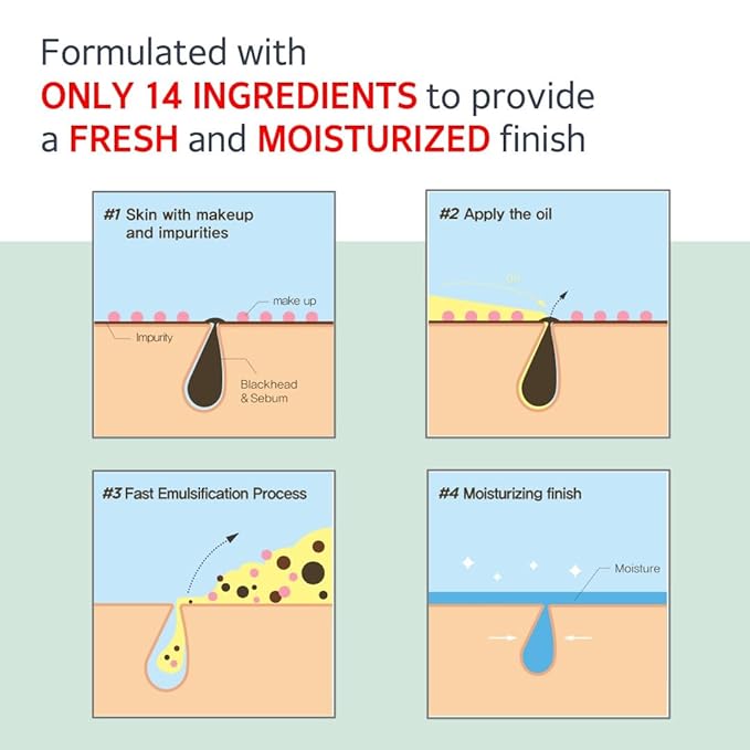 MAKE P:REM Safe Me. Relief Moisture Cleansing Oil, Deep Pore Cleansing Makeup Remover for Oily Skin, All Skin Types, Gentle Blackhead Remover, Korean Skin Care, 7.1 fl.oz. (210ml)