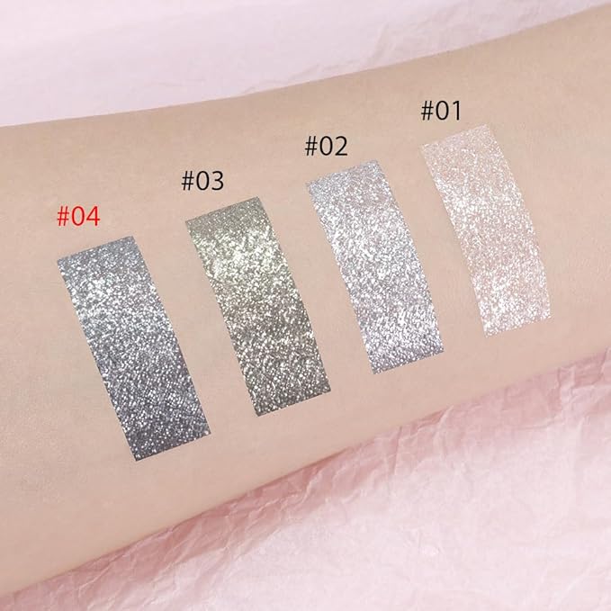 Single Cream Glitter Eyeshadow, Shimmer Eyeshadow Palette, Korean Eye Glitter Makeup, Ultra-Blendable, Sparkle Silver Eye Shadow, Single Shade Metallic Pigmented (Black)