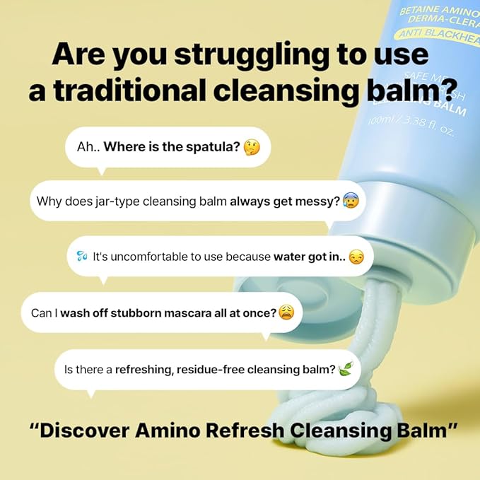 MAKE P:REM Safe Me. Amino Refresh Cleansing Balm, Gentle Makeup Remover for Deep Cleansing, Removes Blackheads, Eye-Safe Cleanser, Korean Skin Care, 3.38 Fl Oz, 100ml