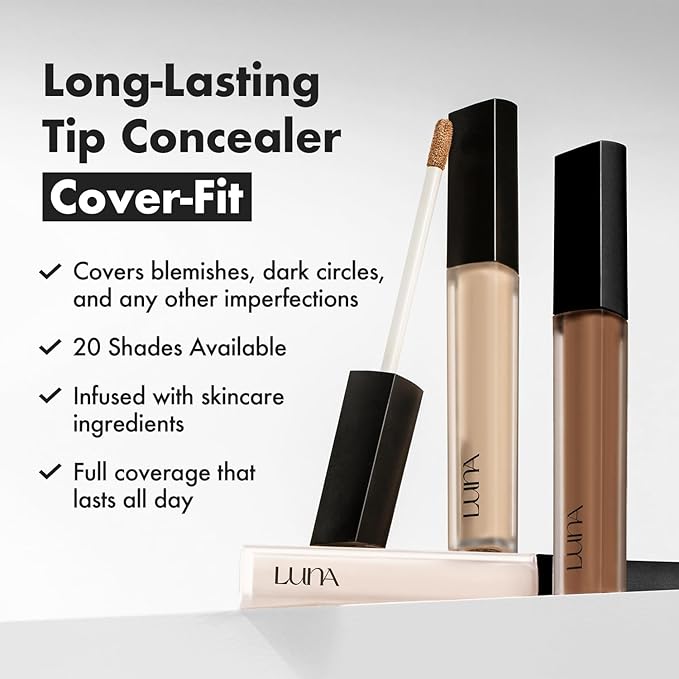 [NEW] AEKYUNGLUNA Long Lasting Tip Concealer 23N | Moisturizing Liquid Type | Full Coverage for Dark Circles, Fine Lines & Redness | Korean Makeup, 0.25 oz
