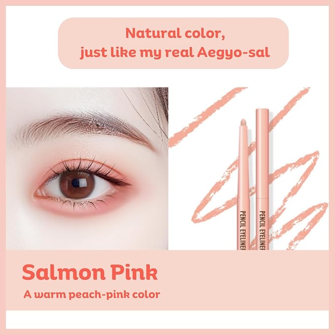 [thebom] AegyoSal Eyeliner Under-Eye Enhancing Pencil Highlighter Eye Makeup (Pink Rosy+Salmon Pink)