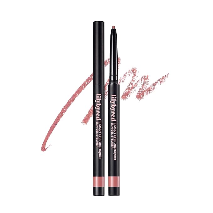 lilybyred Starry Eyes Am9 to Pm9 Slim Gel Eyeliner | Korean Ultra-Slim 2mm Gel Eyeliner, Intense Color Payoff, Creamy Formula, Easy Blending, Smudge-Proof, Long-Lasting, 0.004 oz. (07 Cold Rose)