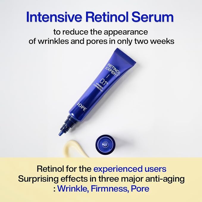 IOPE Retinol Expert 0.1% - Anti-Aging Serum with Pure Retinol, Reduce Wrinkles & Fine Lines, Pore Refining, Ideal for Retinol-Experienced User, Dermatologist Tested Korean Skincare, 1.01 fl.oz.