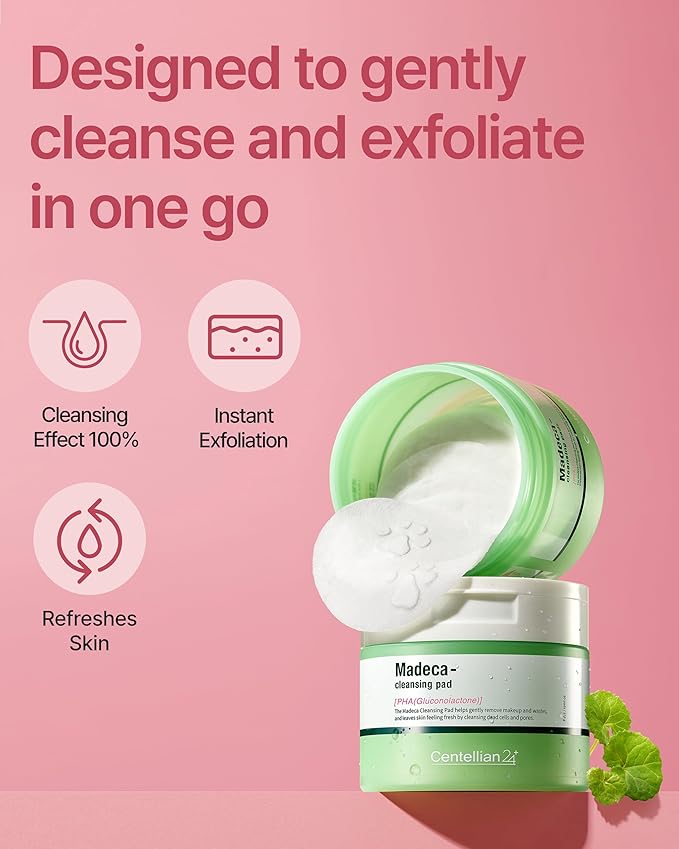 Centellian 24 Cleansing Pad (60 Counts) - Water Proof Makeup Remover Cleansing Face Wipes by Dongkook. Korean Gentle, Exfoliating Daily Cleanser for Sensitive Skin