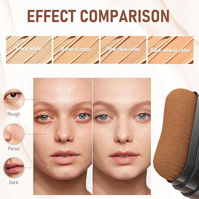 Flawless Eraser Foundation Stick,Korean Hydrating Lightweight Foundation Stick with Brush,Multi-Use Foundation Stick Makeup, Waterproof Thin and Cover Blemishes for All Skin Types (natural, 02)