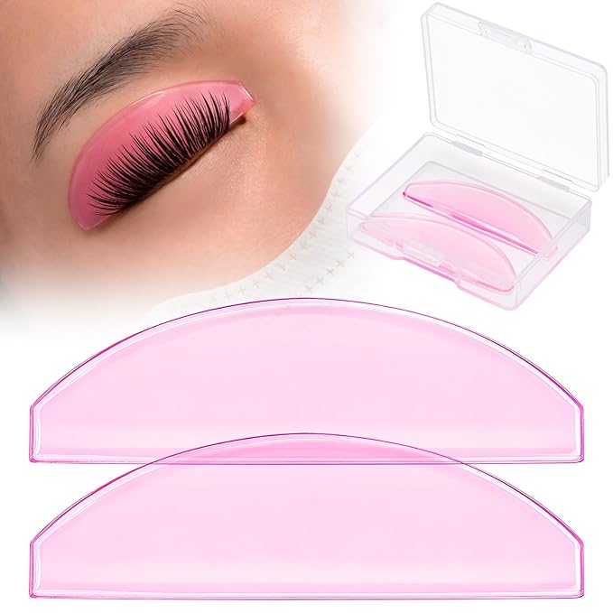1 Pair Korean Lash Lift Flat Shields, Pink Lightweight Lash Lifting with 1mm Ultra-Thin Design, Glueless Adhesion & Flexible Stretch Eyelash Lift Pads, Reusable Eyelash Perm Tools for Ideal Curls