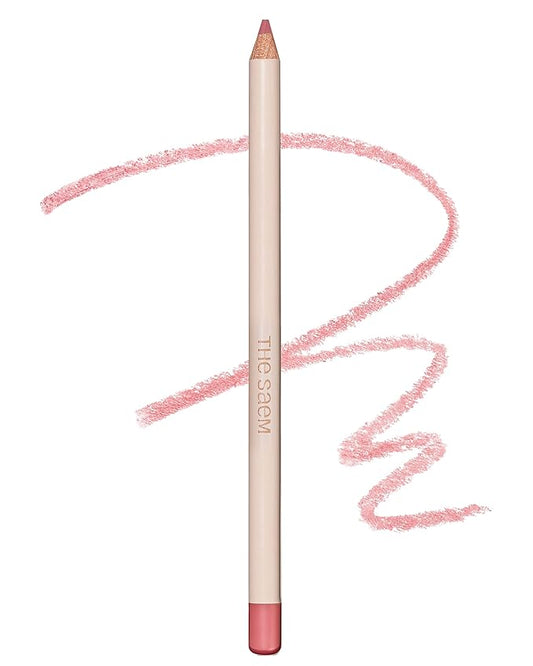 THESAEM Cover Perfection Lip Pencil - 09 Mellow Soft Pink - Slim 4mm Lip Liner for Overlip Correction - Korean Makeup Lip Contouring Pencil Easy Blending Formula, 0.04oz