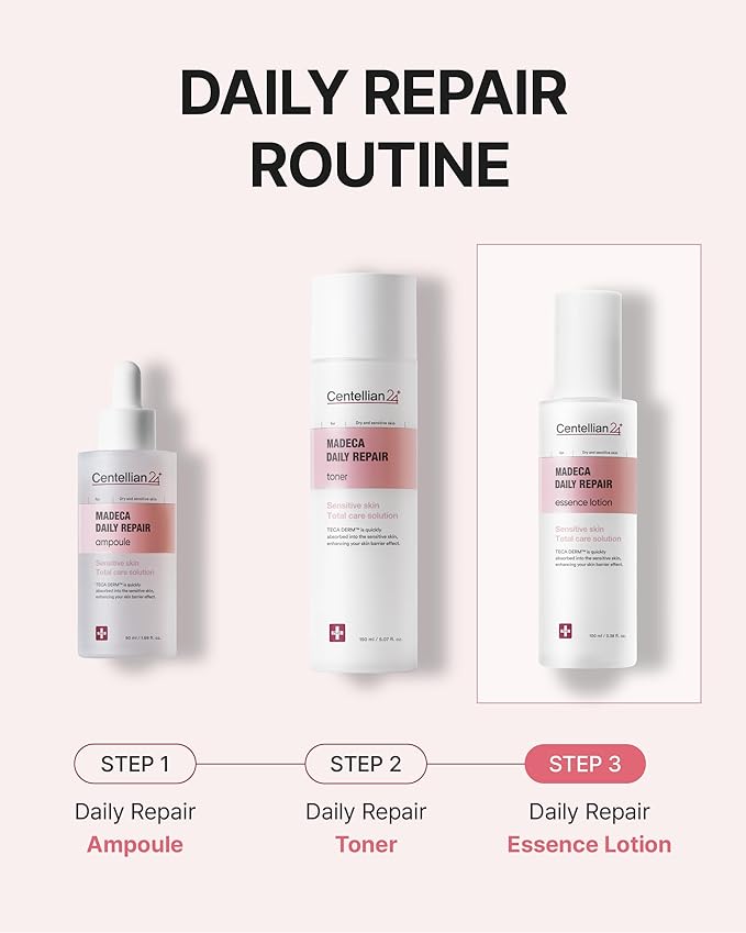 CENTELLIAN 24 Madeca Daily Repair Essence Lotion (3.38fl oz) - Deep Hydration & Soothing for Sensitive Skin, Lightweight, Non-Irritating, Korean Skin Care. TECA DERM, Centella Biome Water.